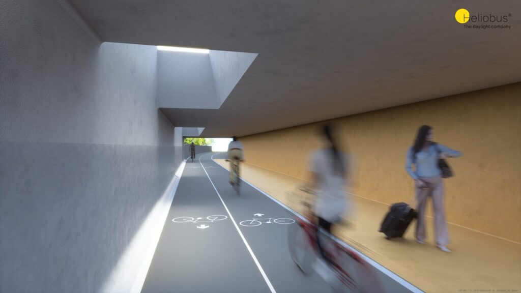 Daylight Engineering - Daylight solutions for underground bicycle tunnel - Heliobus AG